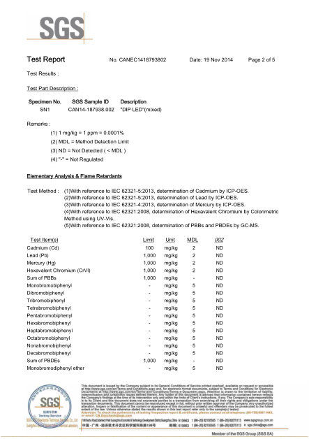 林欣公司发光二极管SGS报告15年