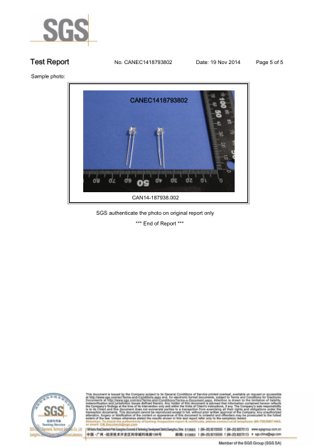林欣公司发光二极管SGS报告15年